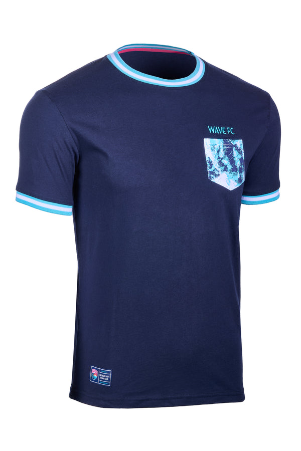 Unisex San Diego Wave FC Wave Fill Pocket Short Sleeve Ringer Tee