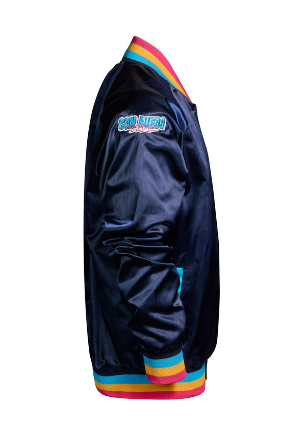 Unisex San Diego Wave FC Retro Sunset Satin Bomber Jacket