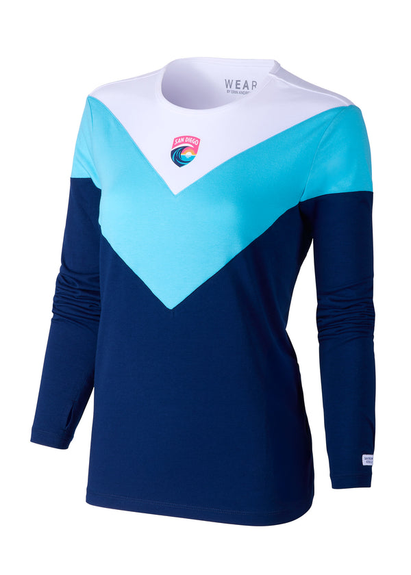 Women's San Diego Wave FC Color Block Chevron Long Sleeve Tee