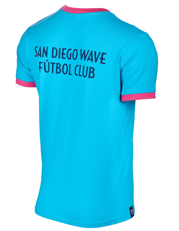 Unisex San Diego Wave FC Woven Badge Short Sleeve Ringer Tee