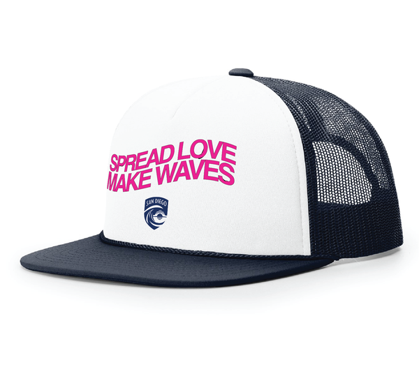 San Diego Wave FC Spread Love Make Waves 2024 Pride Foam Trucker Hat