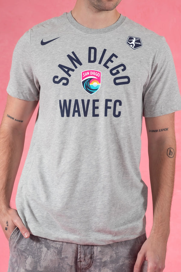 Men's Nike San Diego Wave FC Arc Wordmark With Crest Dri-Fit Cotton Short Sleeve Tee
