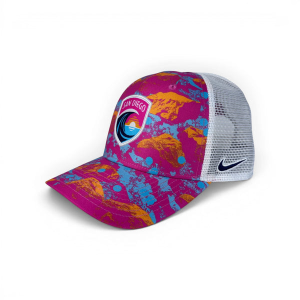 Nike San Diego Wave FC Full Print Woven Patch Crest Rise Trucker Hat