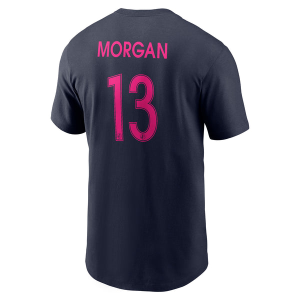 Men's Nike San Diego Wave FC Alex Morgan #13 Navy Core Cotton Short Sleeve Tee