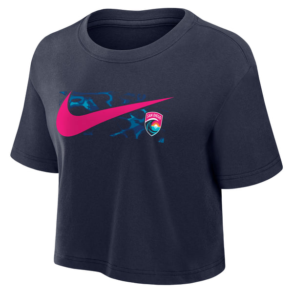 Women's Nike San Diego Wave FC Altamar Swoosh Dri-Fit Cotton Crop Short Sleeve Tee