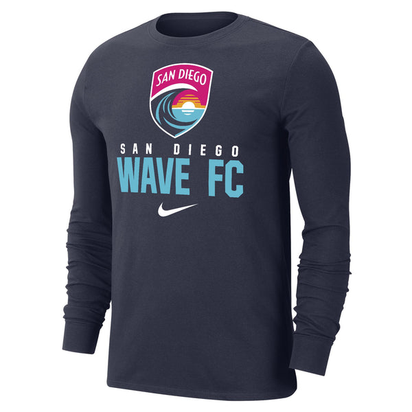 Men's Nike San Diego Wave FC Crest Over Name Dri-Fit Cotton Long Sleeve Tee