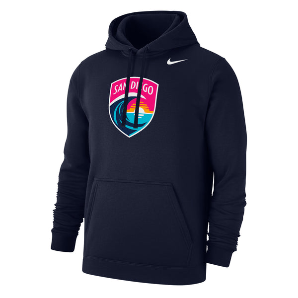 Men's Nike San Diego Wave FC Crest Navy Club Fleece Hoodie