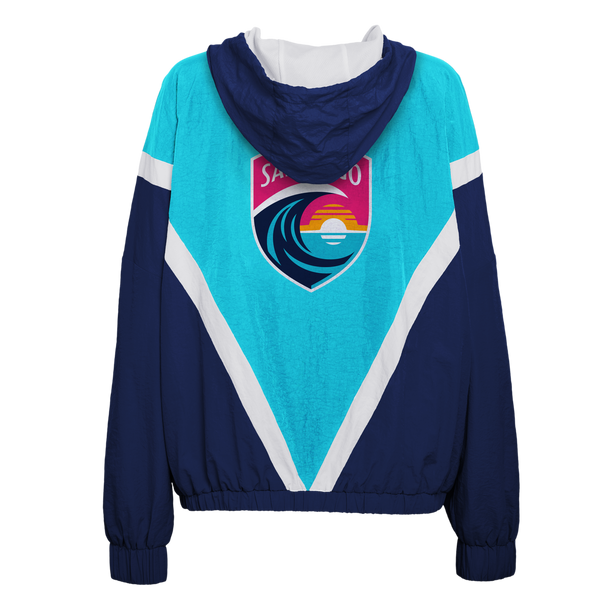 Women's San Diego Wave FC Arched Wordmark Color Block Windbreaker