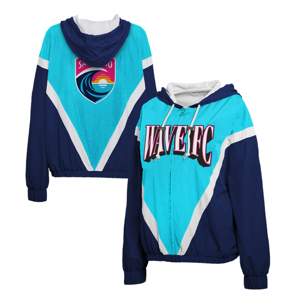 Women's San Diego Wave FC Arched Wordmark Color Block Windbreaker