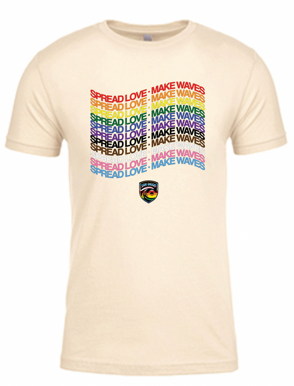 San Diego Wave FC Spread Love Make Waves 2024 Pride Short Sleeve Tee