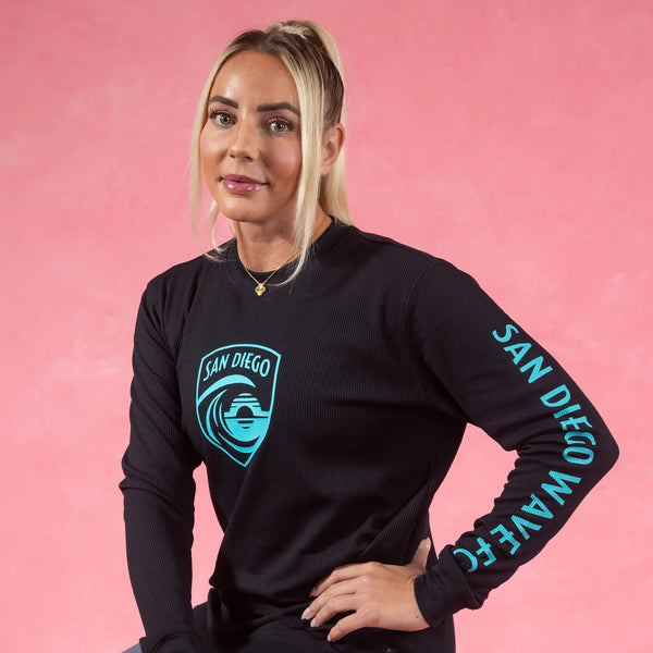 Unisex San Diego Wave FC One Color Crest Ice Thermal Long Sleeve Tee
