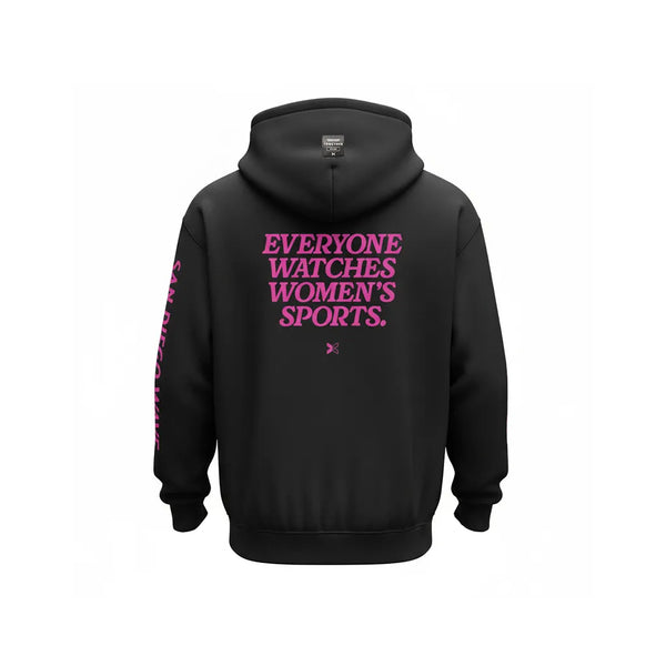 Unisex San Diego Wave FC x Togethxr Everyone Watches Women's Sports Black Hoodie