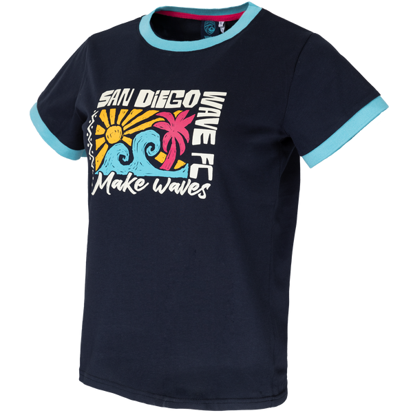 Youth San Diego Wave FC Make Waves Short Sleeve Ringer Tee