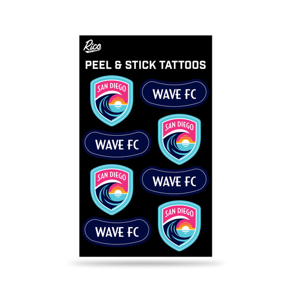 San Diego Wave FC Crest and Wordmark Peel & Stick Tattoos