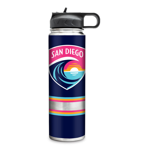 San Diego Wave FC Crest Stripe 22 oz Stainless Steel Water Bottle