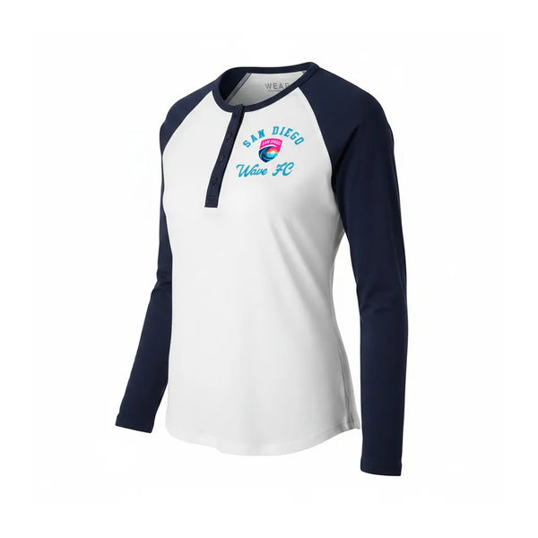 Women's San Diego Wave FC Color Block Henley Long Sleeve Tee