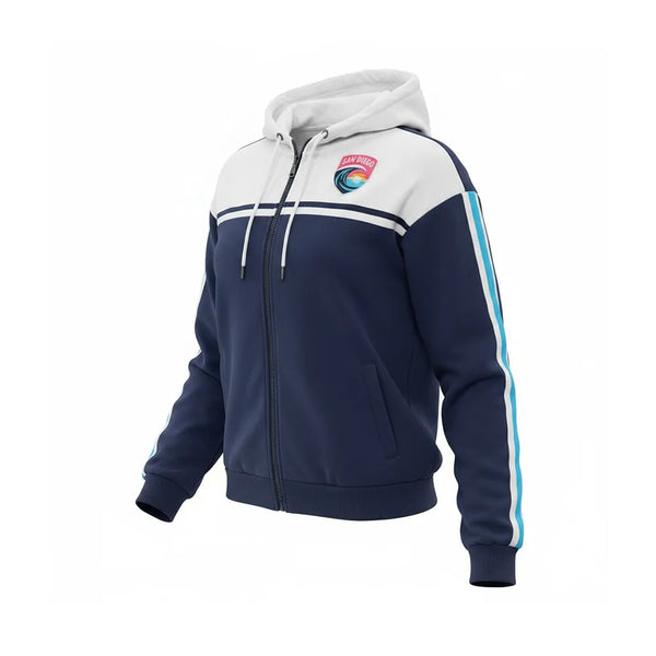Women's San Diego Wave FC Striped Color Blocked Full Zip Hoodie