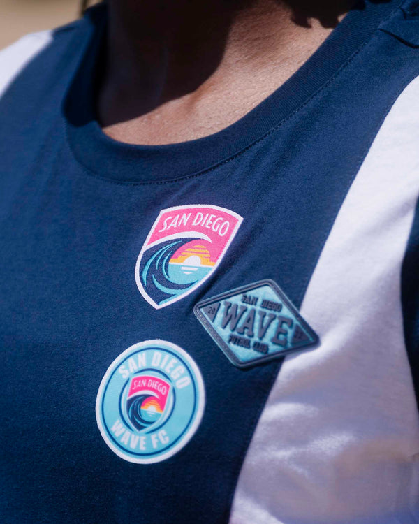 Women's San Diego Wave FC Color Block Patches Short Sleeve Tee