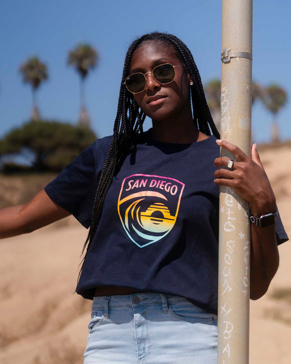 Unisex San Diego Wave FC Gradient Crest Short Sleeve Tee