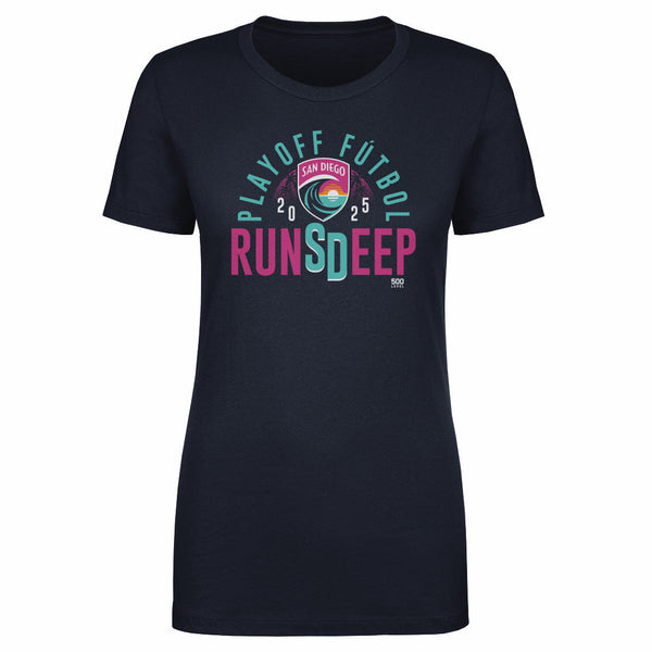 Women's San Diego Wave FC 2025 Runs Deep Playoffs Short Sleeve Tee
