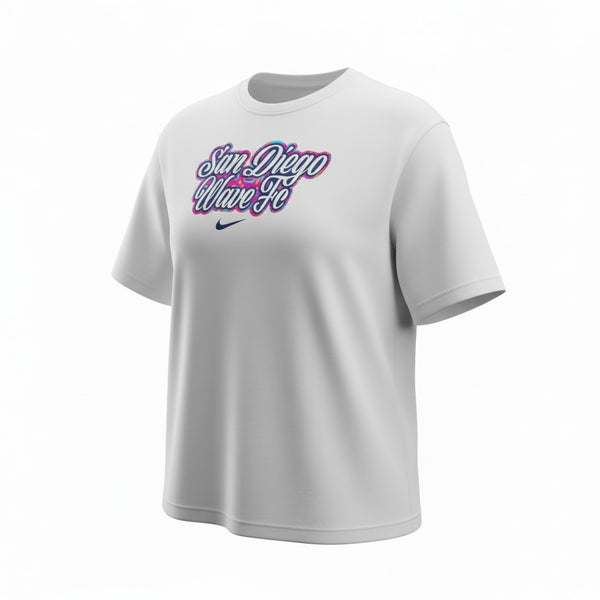 Women's Nike San Diego Wave FC Script Balboa Boxy Short Sleeve Tee
