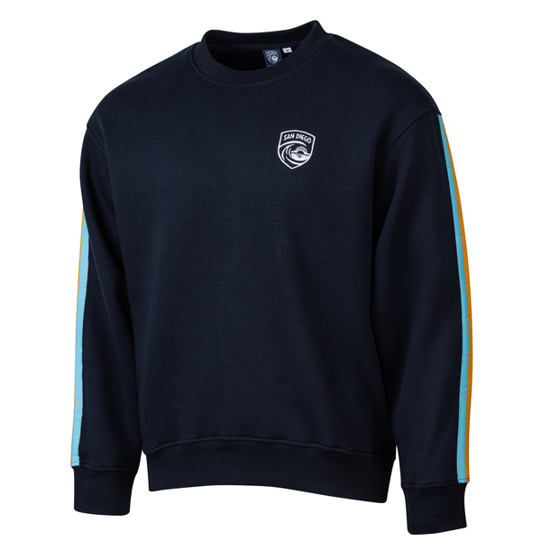 Unisex San Diego Wave FC Stripe Sleeve Relaxed Crew Neck