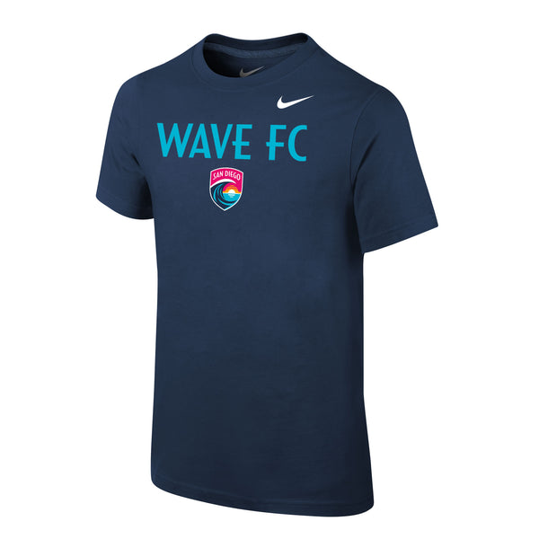 Youth Nike San Diego Wave FC Stacked Logo Core Cotton Short Sleeve Tee