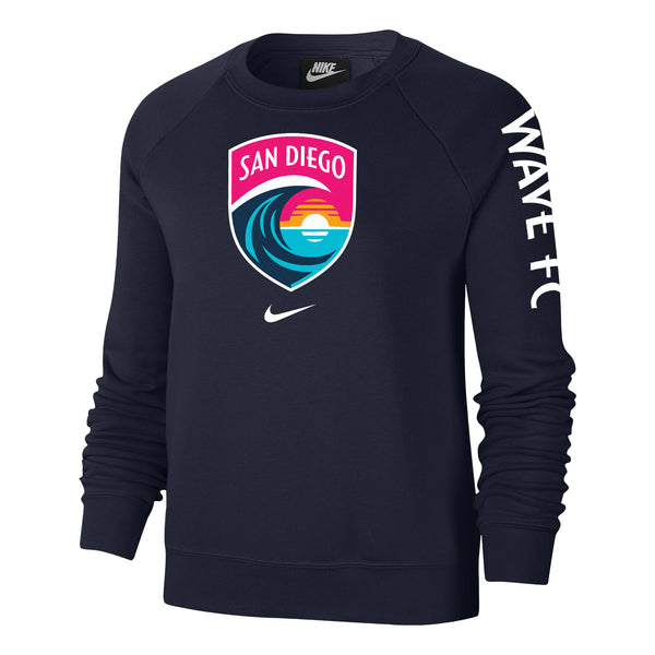 Women's Nike San Diego Wave FC Crest and Sleeve Varsity Fleece Crew